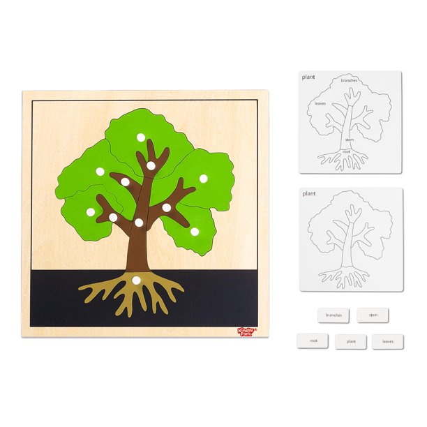 Puzle de árbol de madera Kinder Park Montessori para niños de más de 3 años con perillas