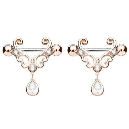 

Jygee Nipples Ring Trendy Fake Piercings Convenient Body Ornament Durable Decorative Accessories Pedant Jewelries for Dressing Rose Gold