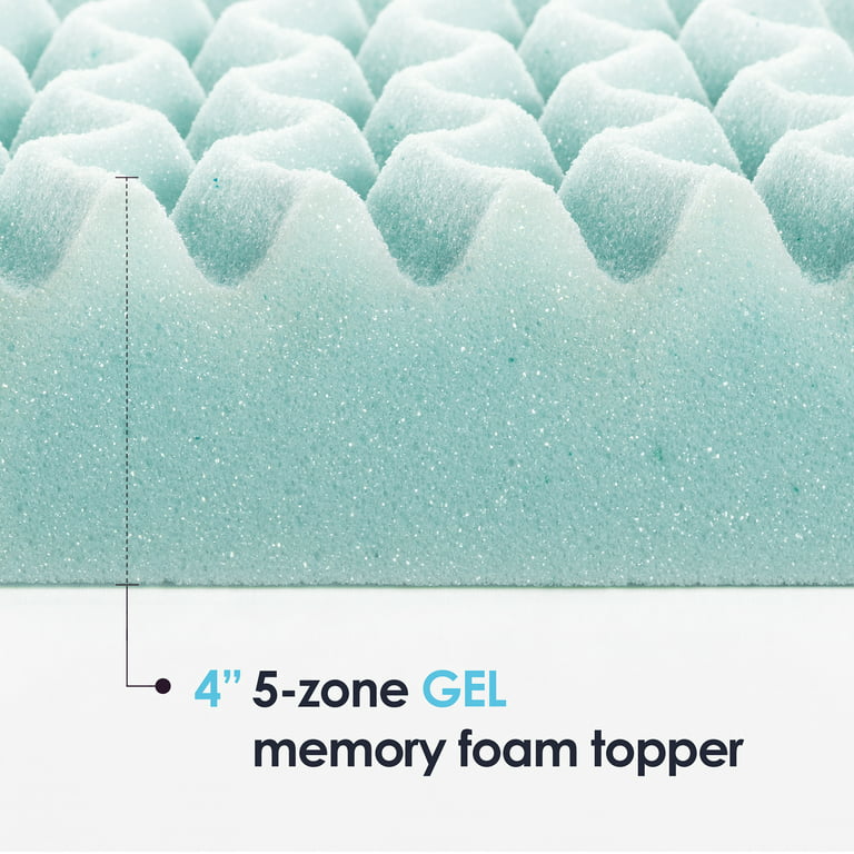 Mellow 4 5-Zone Cooling Gel Memory Foam Mattress Topper, Twin 