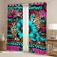 thumbnail image 2 of YST Boho Flower Window Curtains 38"Wx45"L Western Aztec Curtains & Drapes Floral Leopard Print Blackout Curtains For Kids Boys Girls,Abstract Geometric Pattern Window Treatments 2 Panels, 2 of 5