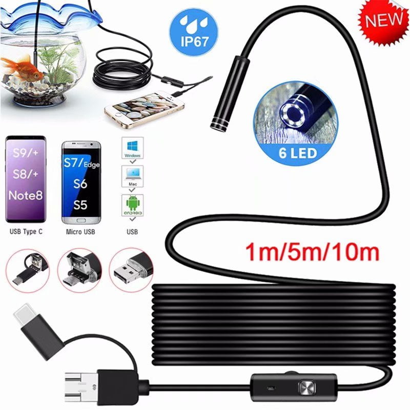3in1 Micro USB Type C Android Endoscope 7mm Snake Borescope Inspection Camera US 