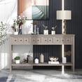 thumbnail image 3 of 60" Solid Wood Console Table Sofa Table with 4 Drawers and 1 Bottom Shelf for Entryway Hallway Foyer Sofa , Gray Wash, 3 of 8