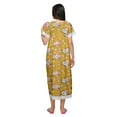 thumbnail image 3 of Moomaya Printed Short Sleeve Maxi Nightdress Button Down Cotton Sleepwear Gown, 3 of 6