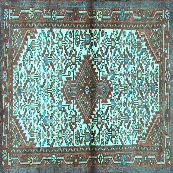 Ahgly Company Indoor Square Persian Light Blue Traditional Area Rugs, 3' Square