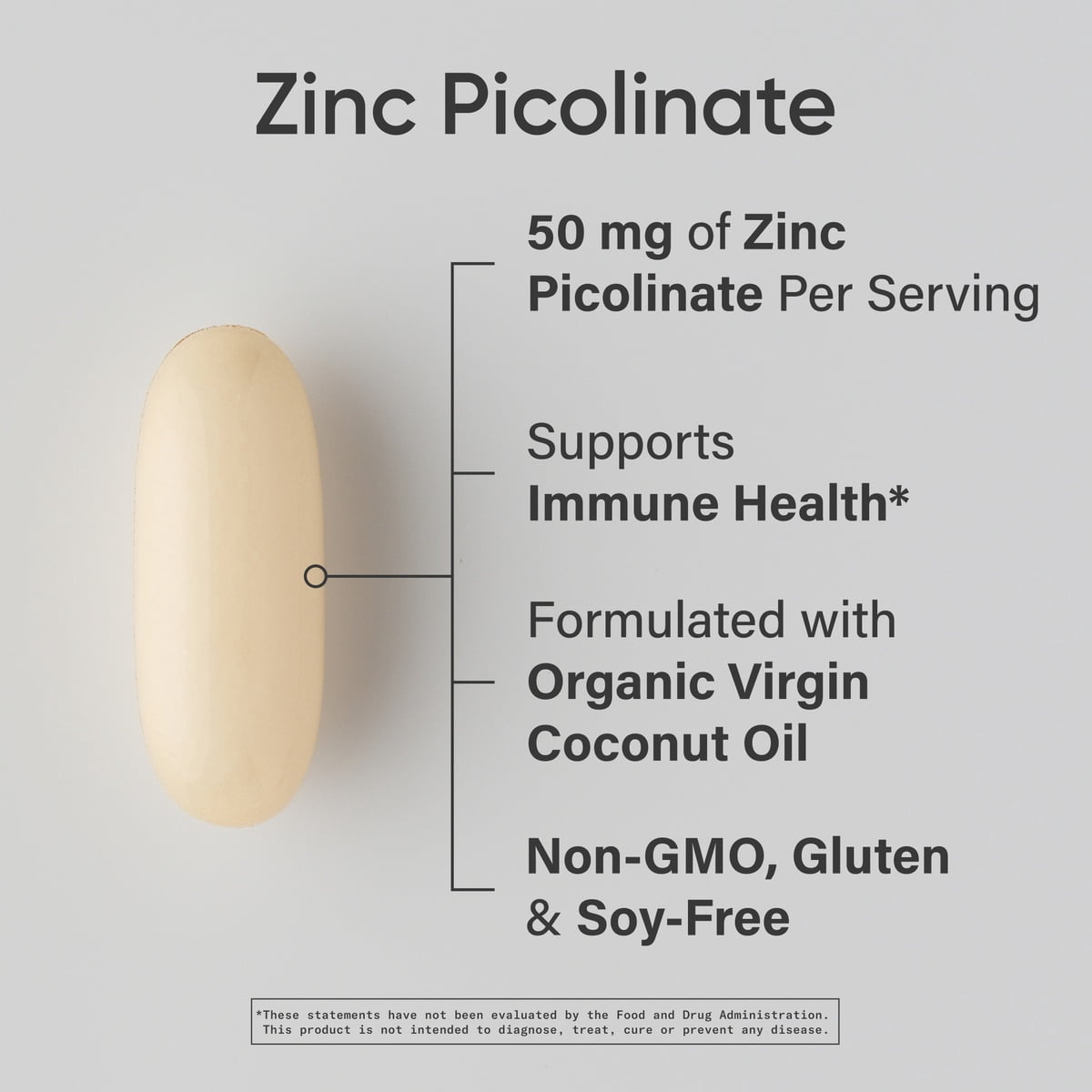 Sports Research® Zinc Picolinate 50mg with Organic Coconut Oil Highly Absorbable Zinc Supplement (120 Softgels)