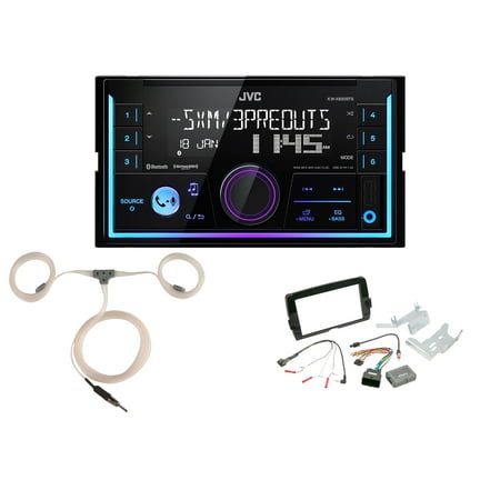 Harley Audio Package: JVC 2-DIN USB Bluetooth Digital Media Receiver, Scosche Harley 2-DIN Install Kit, Enrock Marine Flexible AM/FM Antenna (Fits Select 2014-Up Harley