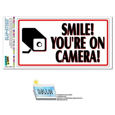 Smile You're On Camera Video Surveillance - Business Sign SLAP-STICKZ(TM) Premium Sticker