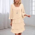 thumbnail image 3 of RUTAYY Women's Dress Casual Loose Fit Round Neck Solid Color Long Sleeve Comfortable Daily Wear Relaxed Holiday Dresses, 3 of 4