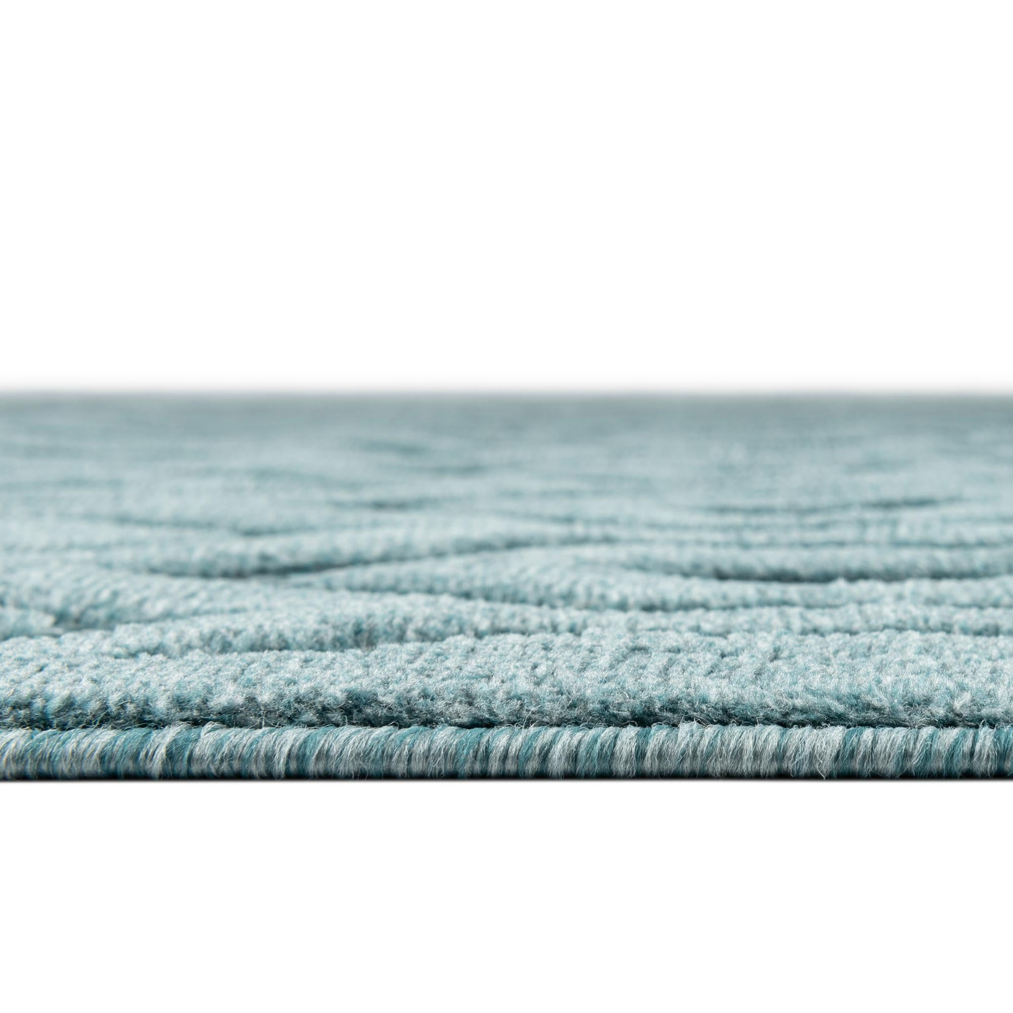 Unique Loom Outdoor Trellis Textured Collection Area Rug - Spatial (2' x 8' Runner Aqua/Ivory)