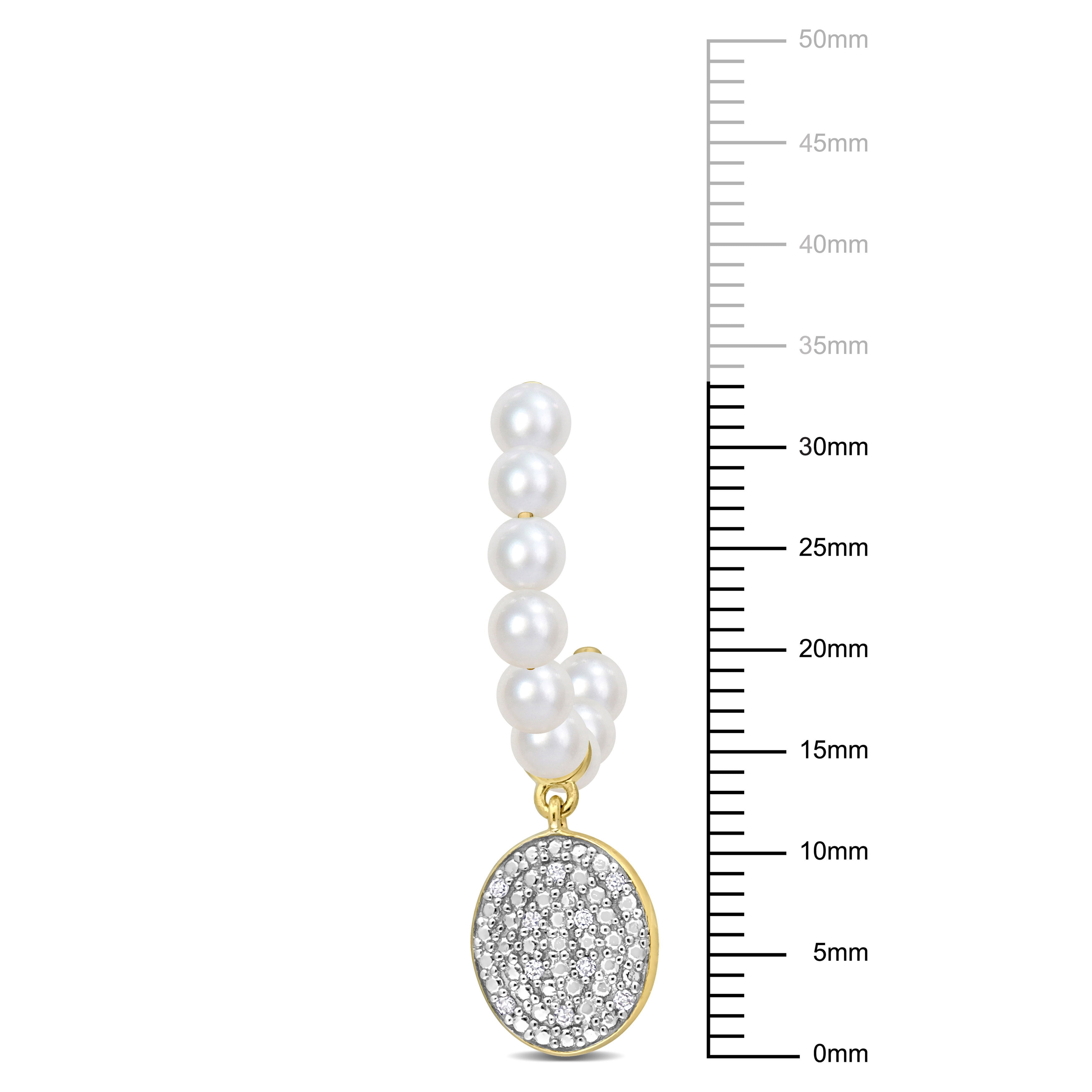 Everly Women's 3.5-4mm Freshwater Pearl Diamond 10kt Yellow Gold Semi-Hoop Drop Earrings