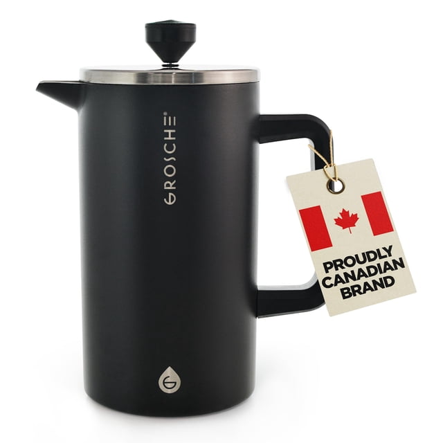 GROSCHE Dub'lin Stainless Steel Coffee Maker French Press 8 Cup | 34 FL Oz Coffee Press, 18/8 Double Walled Stainless Steel French Press Coffee Maker