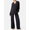 thumbnail image 2 of Ingrid & Isabel For Every Belly Women's Maternity Long Sleeve Button Down Shirt & Open Leg Pajama Set, Sizes S-XXXL, 2 of 11