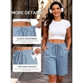 thumbnail image 4 of NELEUS Women's 9" Bermuda Shorts Waffle Knit High Waisted Breathable Lounge Casual Shorts with Pockets,Light Blue,US Size S, 4 of 11