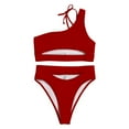 thumbnail image 4 of Sngxgn Women's Bikini Swimsuit Front Cross up Two Piece Bathing Suit(Red,S), 4 of 7