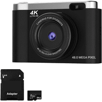 KLIOMAX 4K Digital Camera for Photography with Autofocus, 48MP Vlogging Camera for YouTube, 64GB SD Card, 2.8" Flip Screen, Compact For Travel with 8X Zoom, Flash, Anti-Shake, Rechargeable Battery