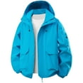 thumbnail image 5 of Wutalume Women's Fashionable Thickened Hooded Outdoor Hiking Jacket Solid-Colour Windbreaker Outerwear, Lightweight and Durable, Perfect for Adventure and Daily Use,Blue XL, 5 of 5