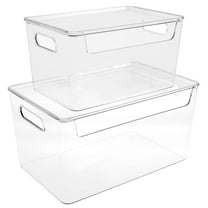 2 Pcs Trash Bag Holder with Lid Clear Garbage Bag Dispenser Stackable Trash Bag Storage Under Sink Trash Bag Roll Holder Open Front Trash Bag Organizer for Garbage Bag