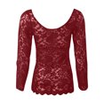 thumbnail image 4 of Gibobby Lencería para sexo Camisa de mujer de encaje sexy Ver a través de Casual Slim Fit Tops Bordado Malla transparente Encaje Cuello en V profundo Ajuste de temperamento Cuello (Rojo, M), 4 of 5