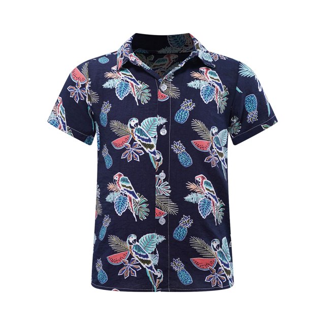 Jowowha Petits Garçons Été Plage Décontracté Aloha Luau Chemises Col Rabattu Hauts Tropicaux Tenue de Jeu Type m 150