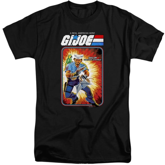 G.I. Joe Shipwreck Card Unisex Adult Tall T Shirt, Black, 2X-Large