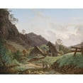 thumbnail image 2 of Matthias Rudolf Toma 14x12 Gold Ornate Wood Frame and Double Matted Museum Art Print Titled - Eisenhammer in Gutenstein (1832), 2 of 4