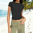 thumbnail image 2 of Bvxeep Women's Crew Neck Skinny Fashionable Random Print Casual Short Sleeve Top, 2 of 8