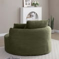 thumbnail image 3 of Miniyam 54" Ready-to-Use Accent Chair, No Setup Needed, Modern Round Design with Corduroy Upholstery and Support Pillows(Green), 3 of 10