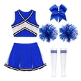 thumbnail image 5 of iiniim Girls Cheer Dance Costume Halloween Sleeveless Crop Top Pleated Skirt Outfit Cheerleading Uniform Dress B Blue 4, 5 of 7