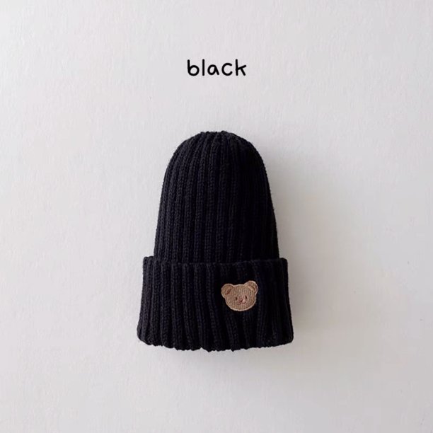 2023 Corea primavera otoño niños sombrero Color caramelo bebé niños sombrero de punto bebé niñas oso cabeza bordado niños sombrero de punto Tan Jianjun unisex
