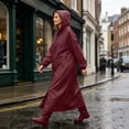 thumbnail image 4 of Womens Plus Size Waterproof Long Raincoat Lightweight Full Zipper Hooded Windbreaker Poncho With Pockets Red 3XL, 4 of 6