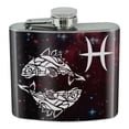 thumbnail image 1 of Pisces Fish Zodiac Sign Horoscope in Space Stainless Steel 5oz Hip Drink Kidney Flask, 1 of 3