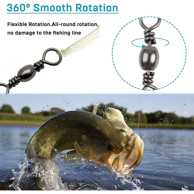 Fishing Swivel with Coast Lock Snap Stainless Steel Fish Swivels Line  Connector 12-45kg Crankbait Snaps 100PCS