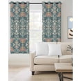 thumbnail image 2 of Teal Pink Blackout Curtains 45 Inches Long for Bedroom, Vintage Floral Watercolor Boho Ethnic Thermal Insulated Room Darkening Black Out Window Curtain Panels Grommet Drapes for Living Room, 2 of 8