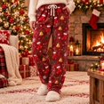 thumbnail image 3 of Hvogkswy Christmas Pajama Pants for Women Winter Drawstring High Waist Fleece Sleep Pants Holiday Loungewear Trousers with Pockets, 3 of 8