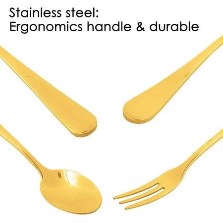 

Set Of 16 Gold Demitasse Espresso Spoon (4 Inch) And Stainless Steel Forks
