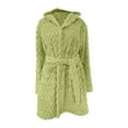 thumbnail image 4 of ManxiVoo Soft Long Robe with Hood and Pockets Cozy Loungewear for Women Plush Fabric Bathrobe XXL Size Green, 4 of 4