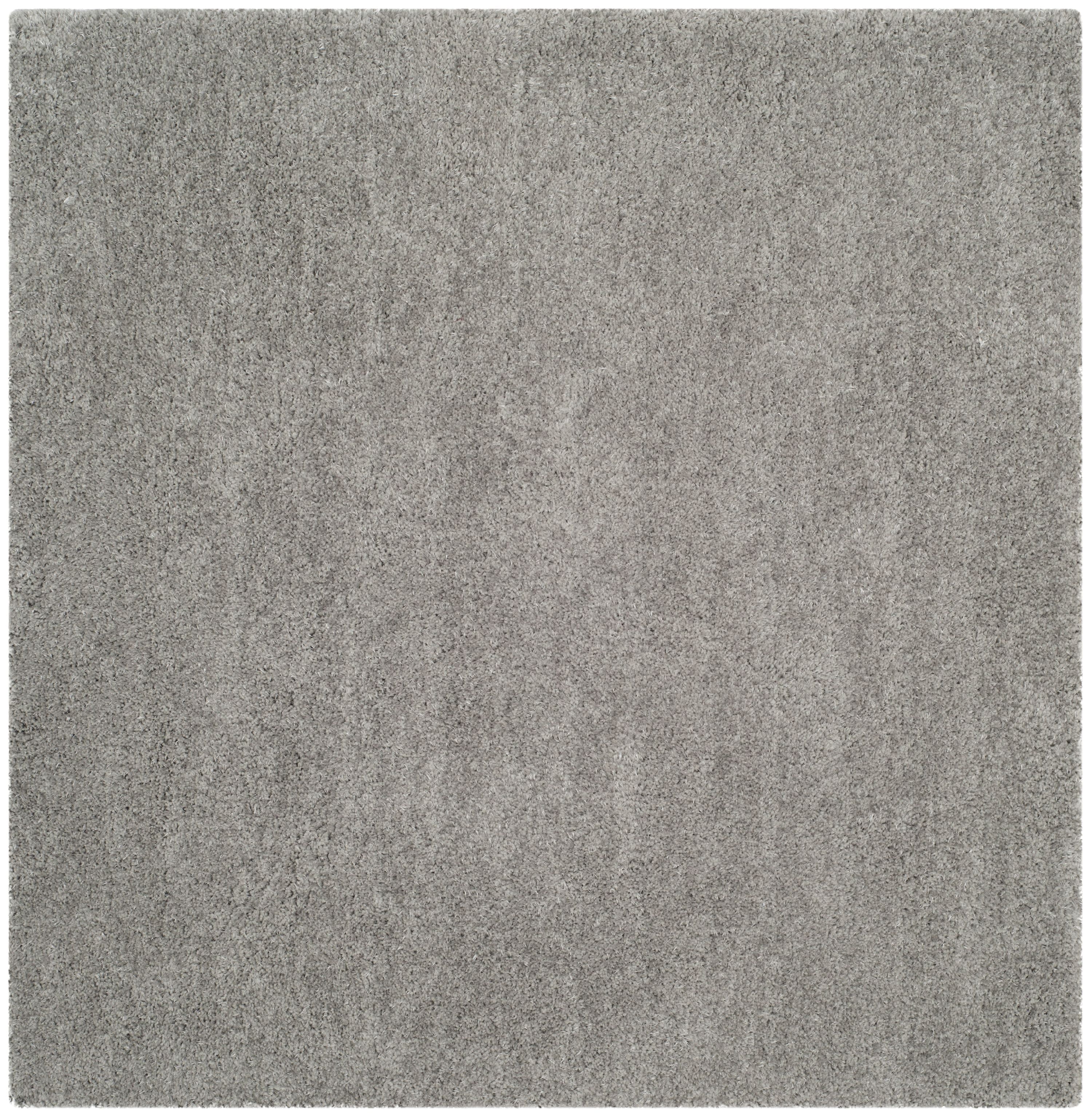 SAFAVIEH Joella Solid Plush Polyester Shag Area Rug, Light Grey, 5' x 5' Square