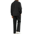thumbnail image 4 of Solid-Color Textured Casual Collared Pullover Long-Sleeve Top And Pants Sports Set, 4 of 5