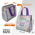 thumbnail image 3 of Pioneer Flower Floral Print Pattern Insulated Lunch Bag for Women & Adults,Large Portable Soft Cooler Lunch Bag,Thermal Food Storage Tote with Pearl Cotton,8.66L,8.75x5.75x9.5 Inch, 3 of 6