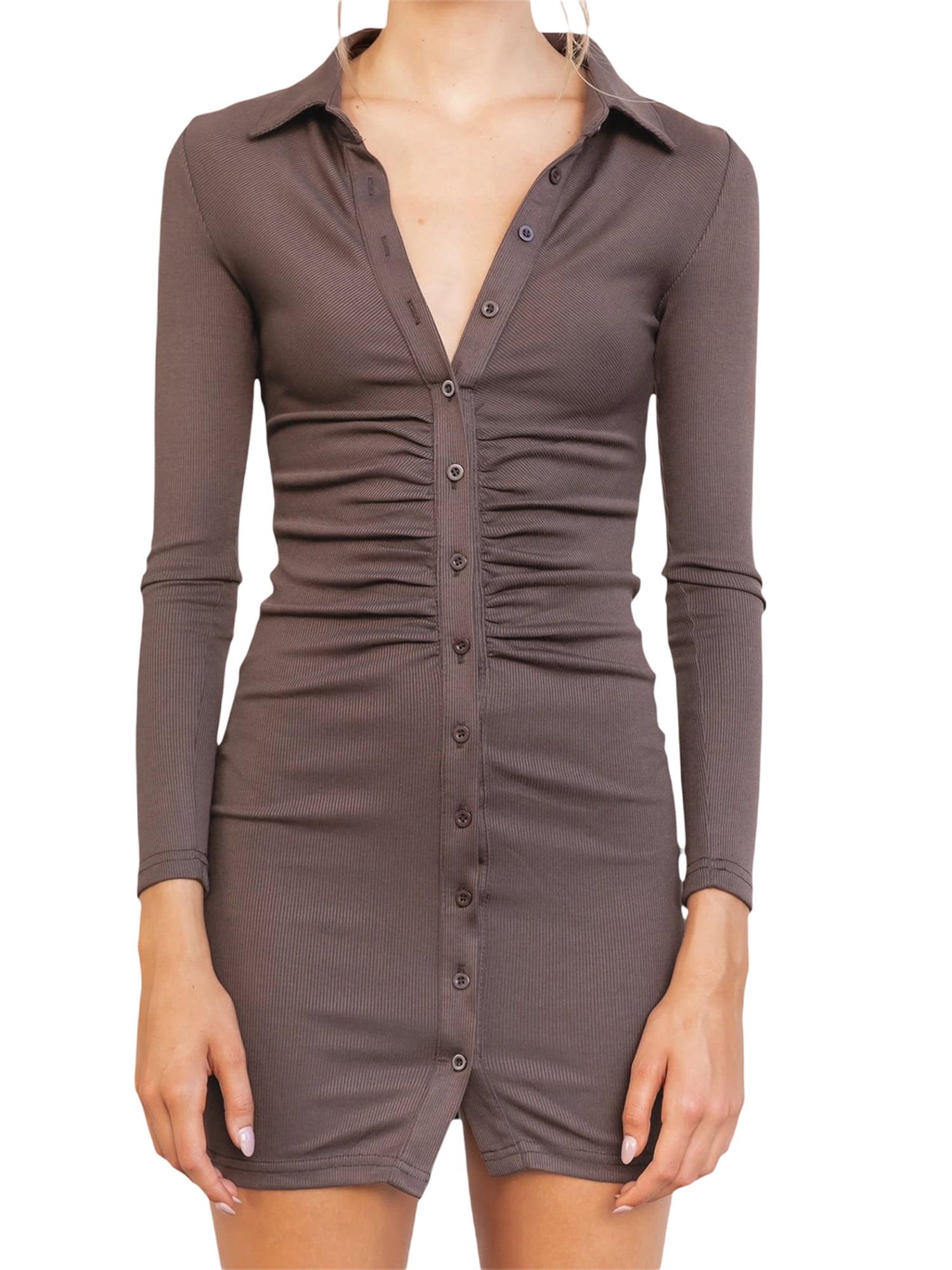 Mialoley Women Shirt Dress Fashion 