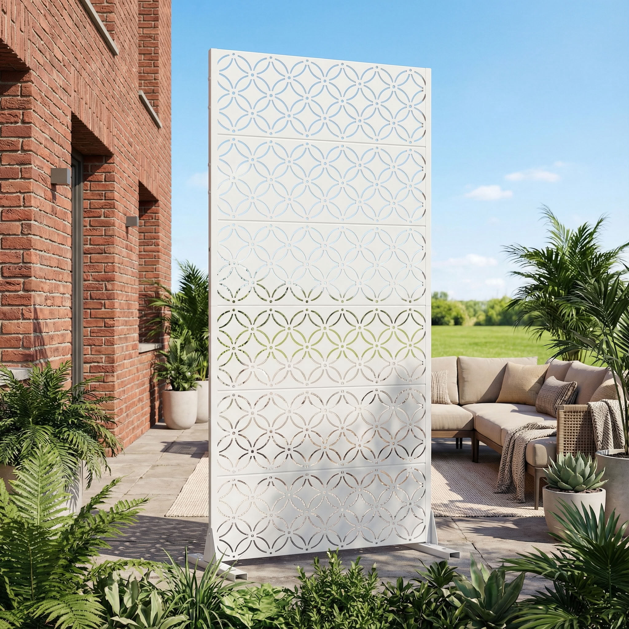 MAYEERTY 72*35in Outdoor Privacy Screen, Easy Assembly Metal Privacy Fence, Privacy Panel for Patio, Balcony, Backyard, Garden