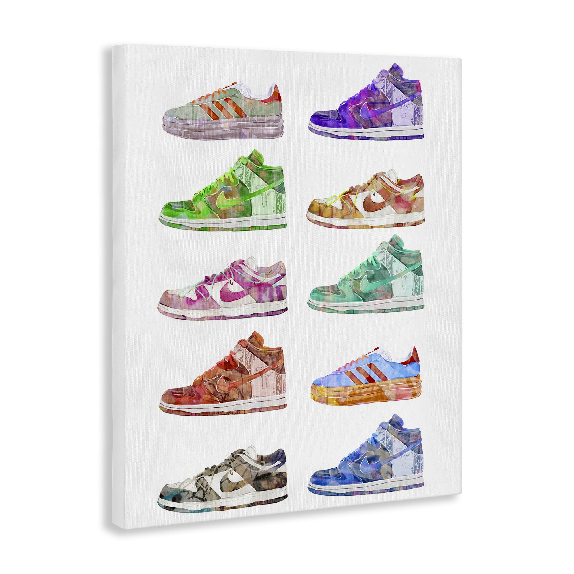 Stupell Industries Rows of Chic Sneakers Fashion Painting Wrapped Canvas Art Print Wall Art, 30 x 40
