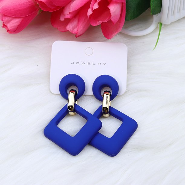 Pendientes huecos de diamantes de colores Pendientes acrílicos Pendientes a presión de moda simples Accesorios para las orejas para mujer