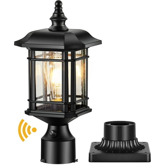 Lantern with Pier Mount Base, Exterior Lamp Post Light Fixture for Patio, Garden, Waterproof, (Hardwired 120V, Not Solar)
