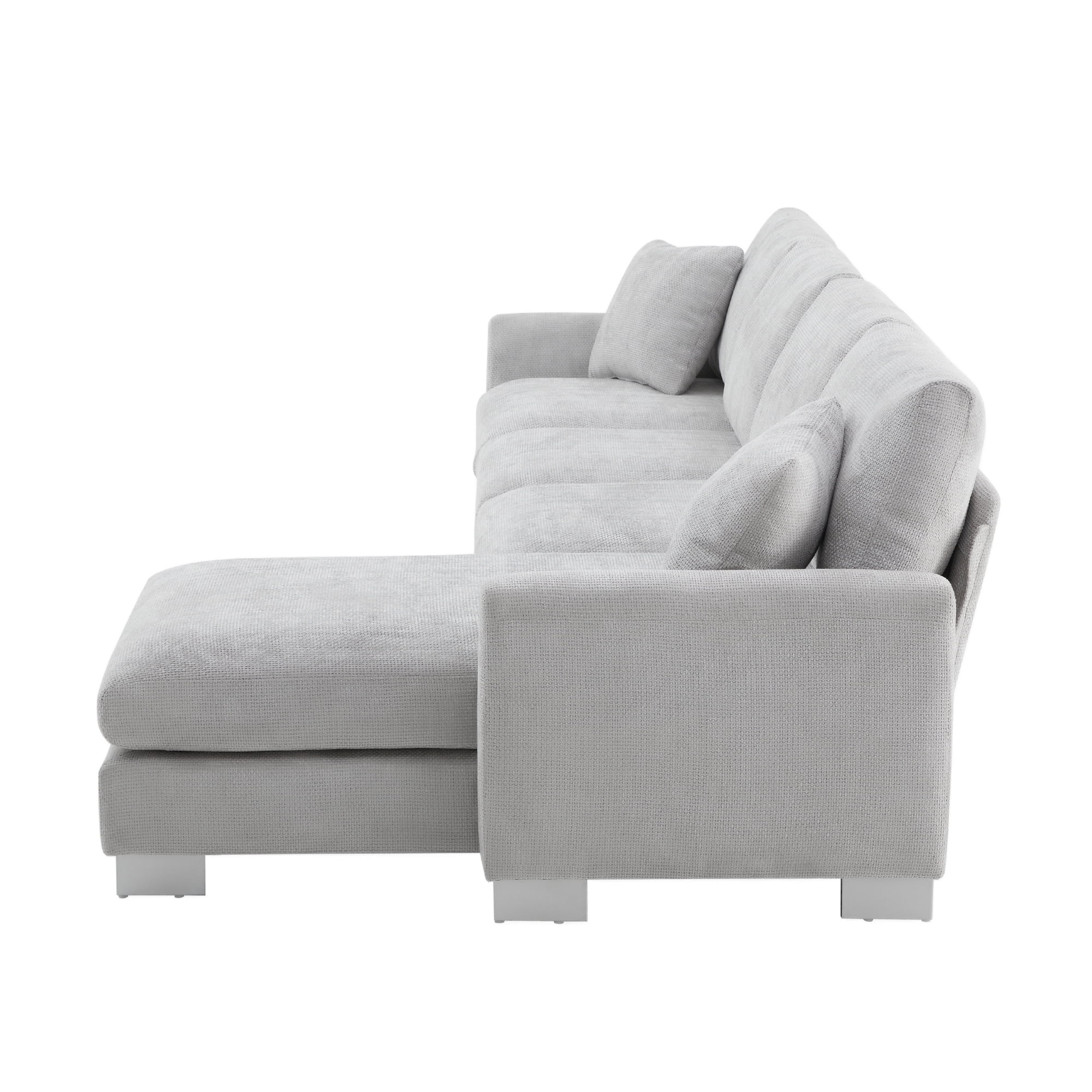 MAYEERTY 119x55" Modern Oversized Sectional Sofa - L-Shaped 5-Seat Chenille Couch with 2 Free Pillows/Chaise for Living Room/Apartment, 2 Colors