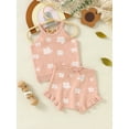 thumbnail image 4 of Bagilaanoe 2pcs Toddler Baby Girls Short Pants Set Sleeveless Floral Print Vest Tops + Shorts 6M 9M 12M 18M 24M 3T Kids Casual Summer Outfits, 4 of 8