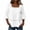#190-White, variant on Craaazy Shirts for Women 3/4 Sleeve Relaxed Fit Solid Color Square Neck Cotton Linen Tees for Casual Outings, Summer Vacation