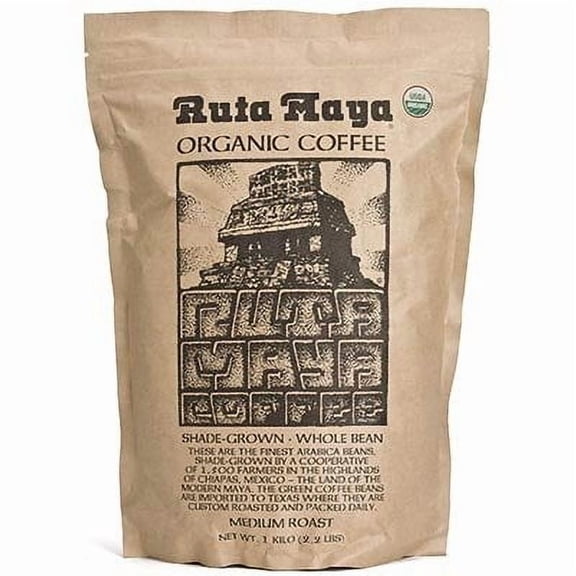 Ruta Maya Organic Medium Roast Whole Bean Coffee 2 Count - 2.2 Lbs. Each