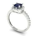 thumbnail image 2 of 0.89 ctw with Simulated Diamond Halo Accents Anniversary Ring for Women | Princess Cut Simulated Blue Sapphire | Hyperallergenic Solid 14K White Gold, 2 of 5