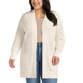 thumbnail image 2 of Max and Mia Women's Open Front Long Sleeve Combed Cotton Cardigan Sweater with Pockets (Ivory – Medium), 2 of 8